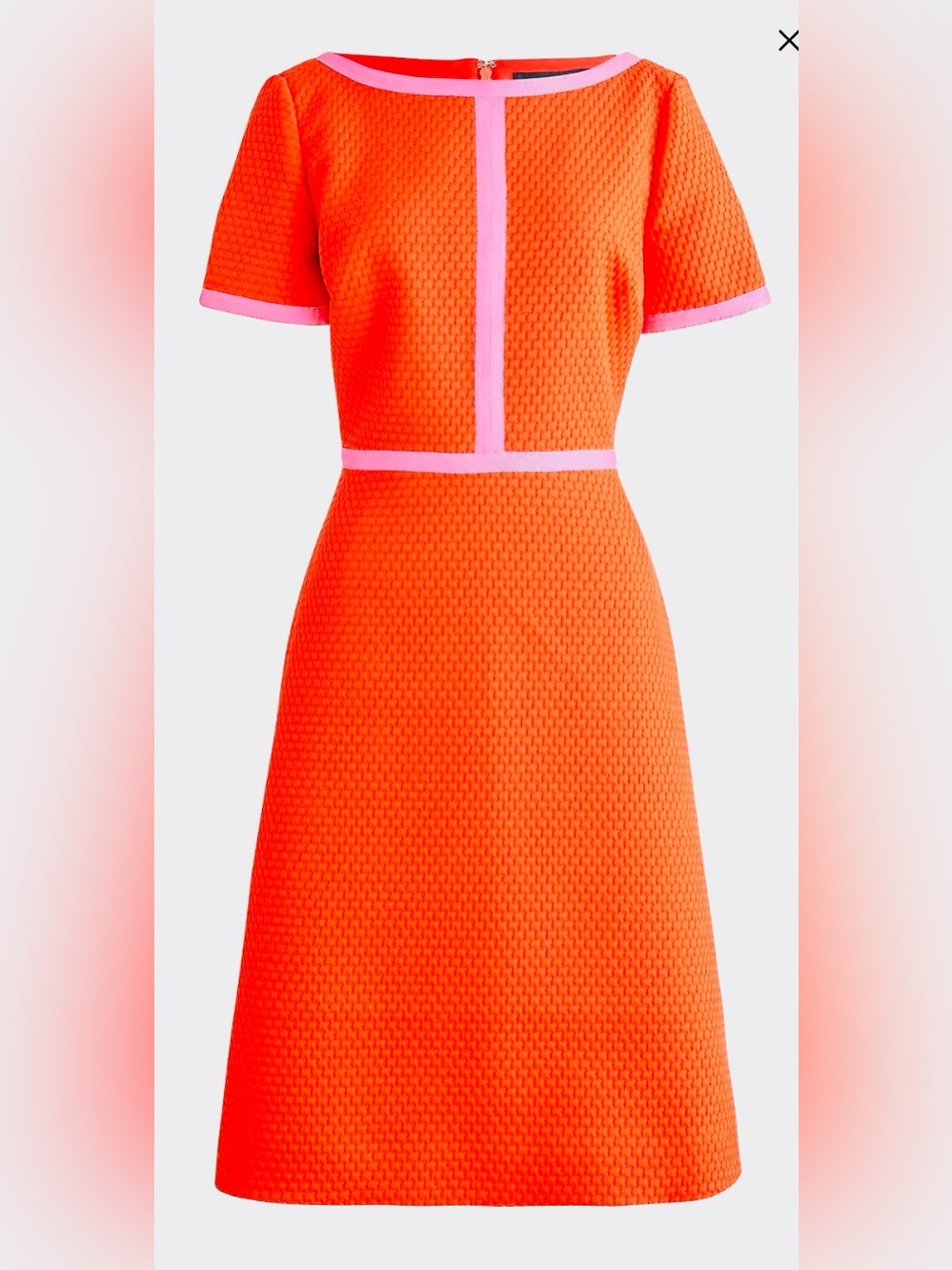 J Crew Matelasse Dress Orange with Pink contrast Piping Size 4